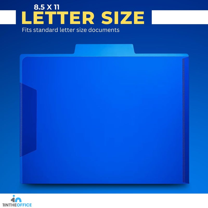 1InTheOffice Plastic File Folders, 3-Tab, Letter Size, Assorted Colors Poly File Folders, 6 Pack - Image 3